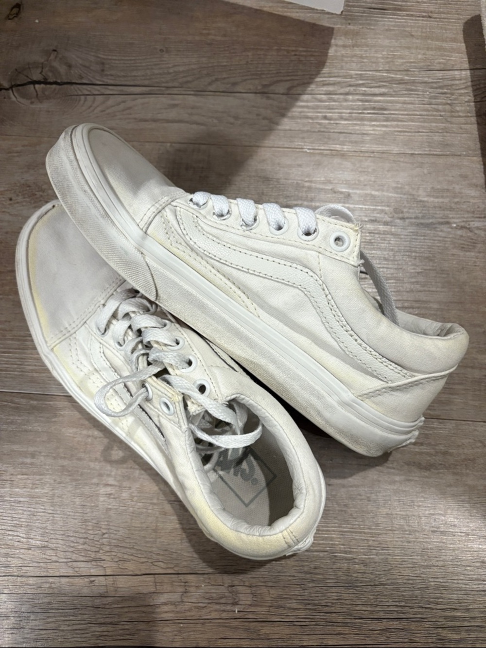 All white old skool vans w 7.5 / 38 eu monochrome